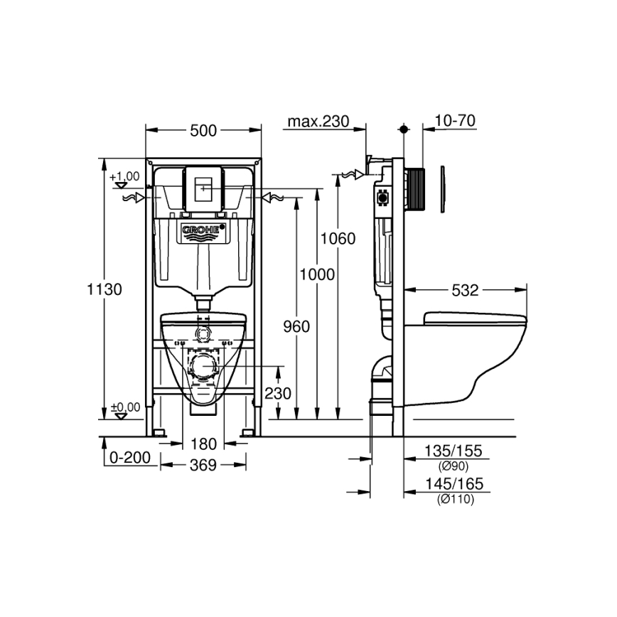 GROHE 39467000 - SOLIDO WC-setti 1,13 m keramiikka/valkoinen