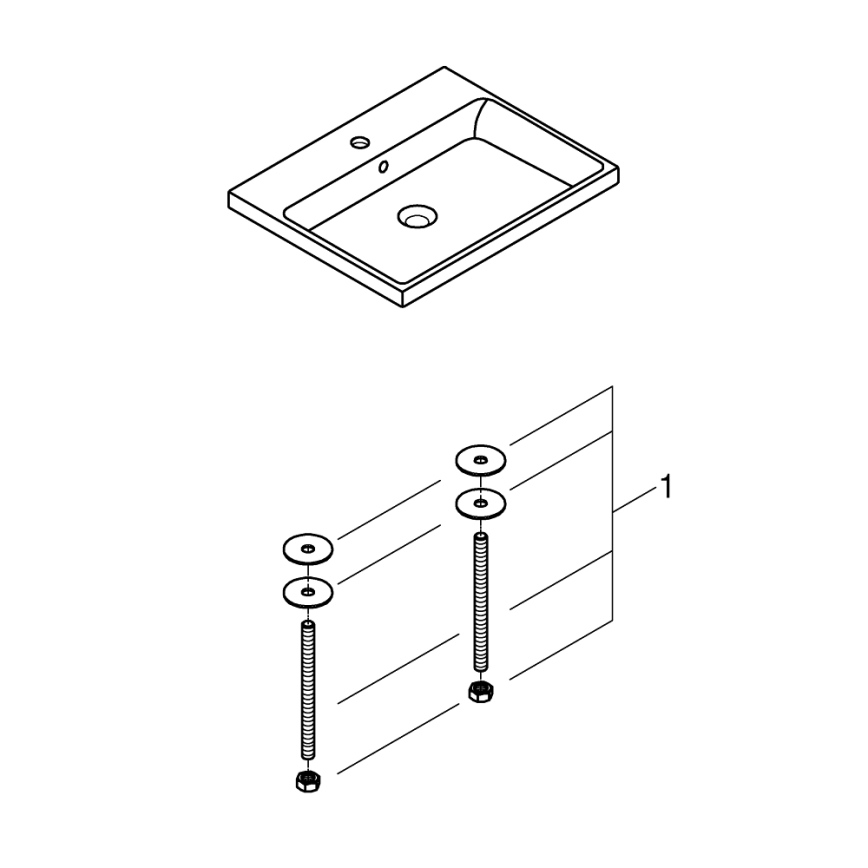 GROHE 3947900H - Pesuallas CUBE CERAMIC 600 × 490 mm keramiikka/valkoinen