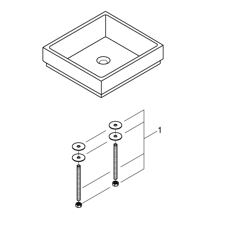 GROHE 3948100H - CUBE-pesuallas 500 × 470 mm keramiikka/valkoinen