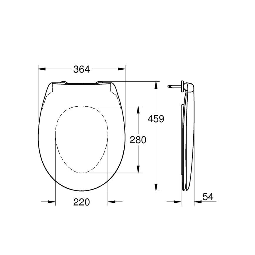 GROHE 39493000 - WC-istuimen kansi BAU CERAMIC durovalkoinen