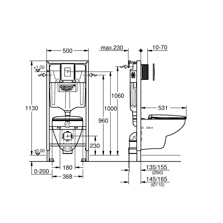 GROHE 39586000 - 5-in-1-setti SOLIDO 1,13 m keramiikka/valkoinen