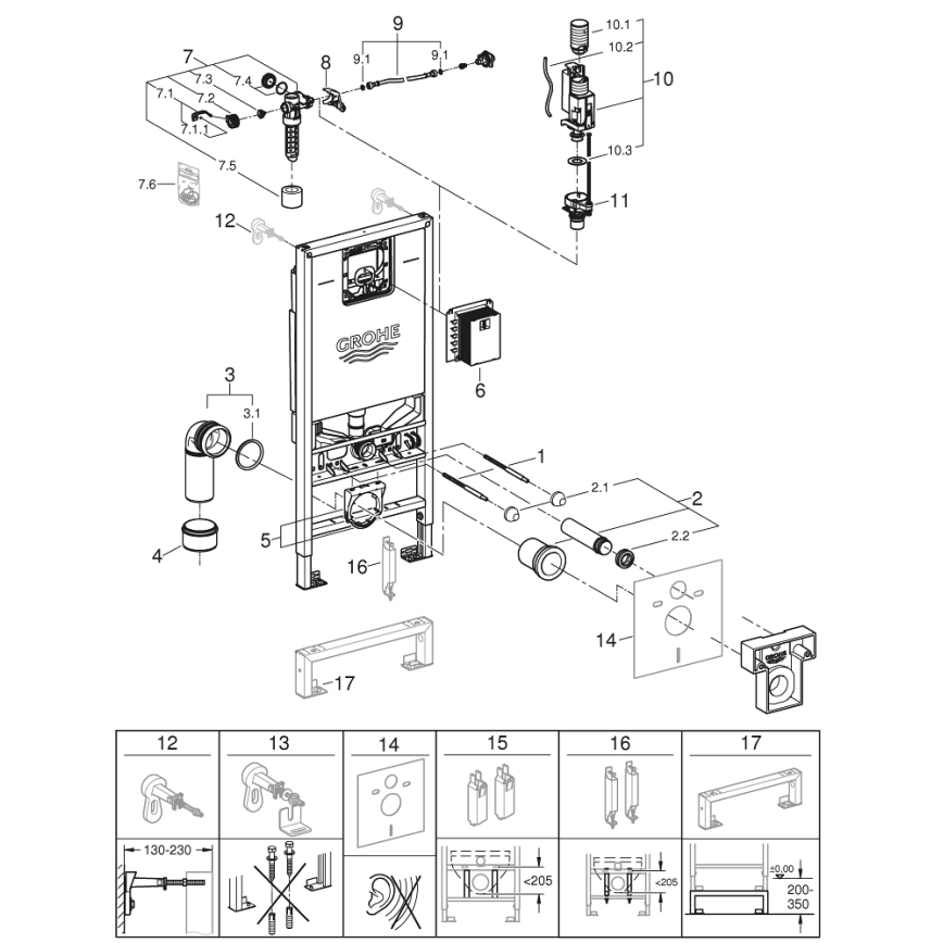 GROHE 39596000 - WC-moduuli RAPID SLX 1130 mm valkoinen