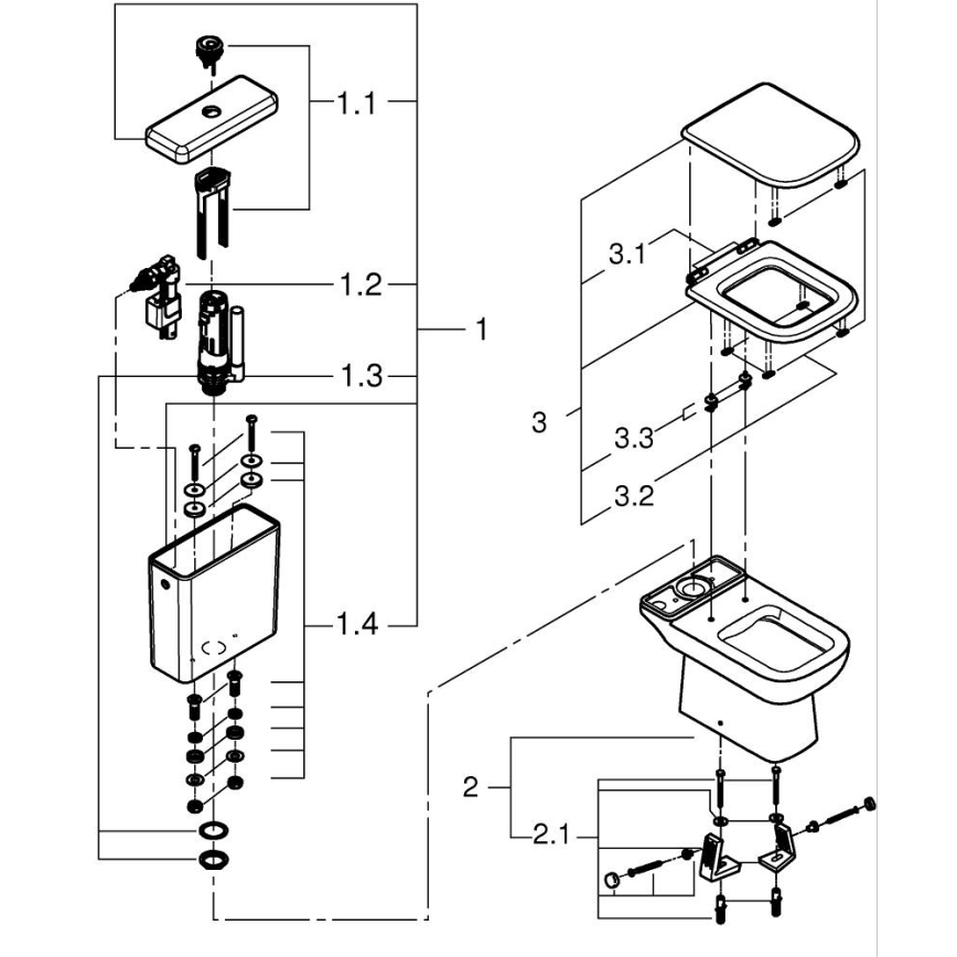 GROHE 39814000 - WC-kombisetti START EDGE 825 × 557 × 384 mm keramiikka/durovalkoinen