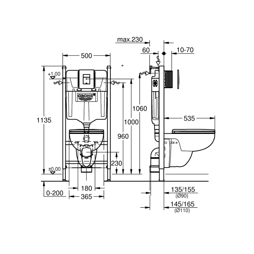 GROHE 39816000 - SOLIDO COMPACT WC-setti 1,13 m keraaminen/valkoinen