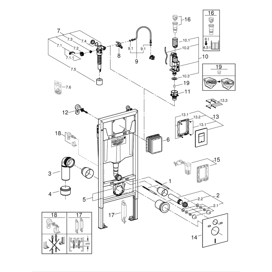 GROHE 39930000 - SOLIDO WC:n 4-in-1-setti, 1,13 m, kiiltävä kromi