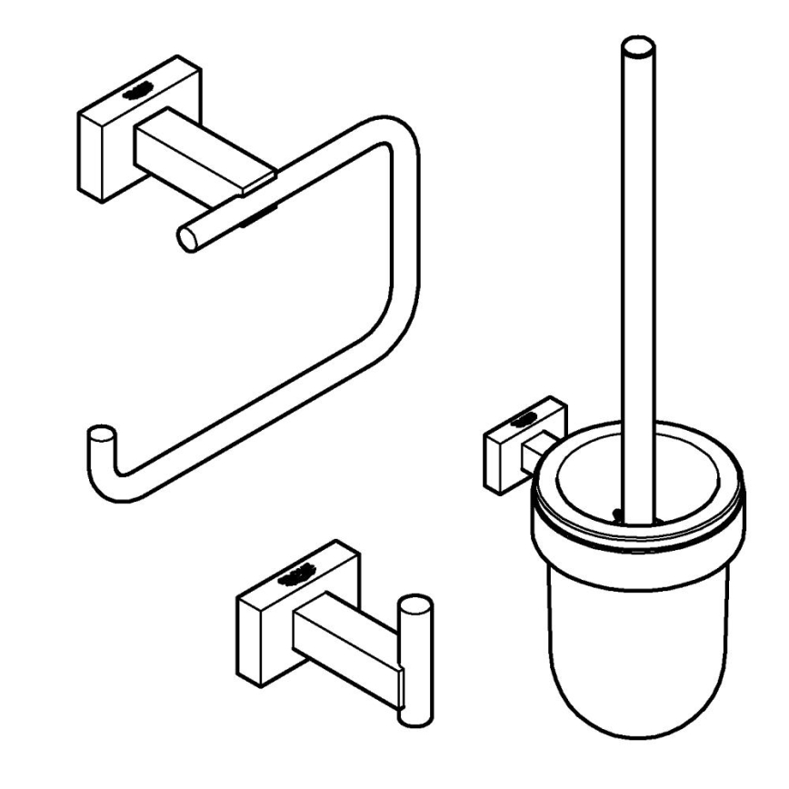 GROHE 40757001 - ESSENTIALS CUBE tarvikesarja, kiiltävä kromi