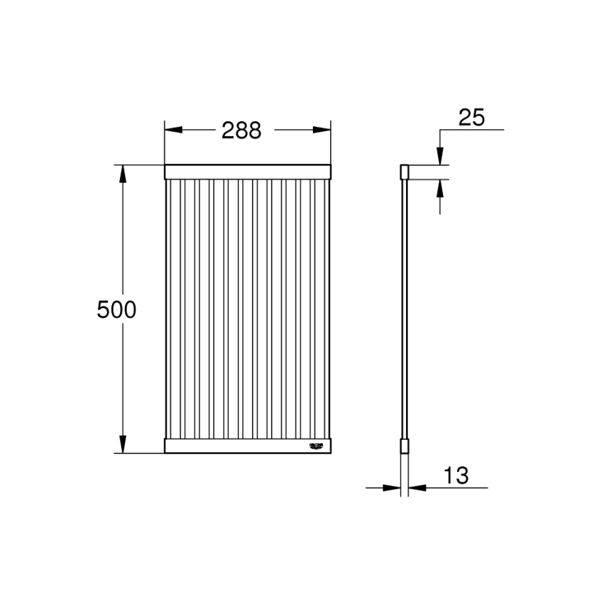 GROHE 40858SD0 - Astioiden valutuslauta 500 × 288 mm, ruostumaton teräs