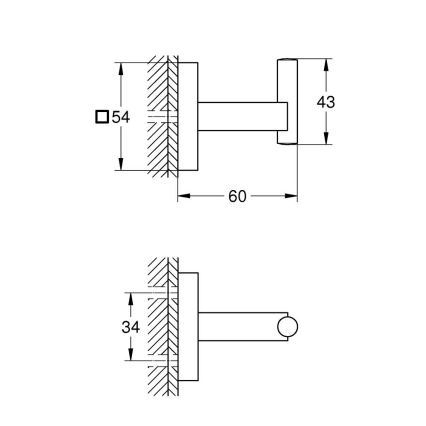 GROHE 40961DC0 - Kylpytakin koukku START CUBE ruostumaton teräs