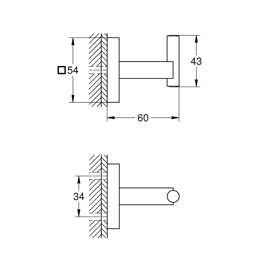GROHE 40961DC0 - Kylpytakin koukku START CUBE ruostumaton teräs