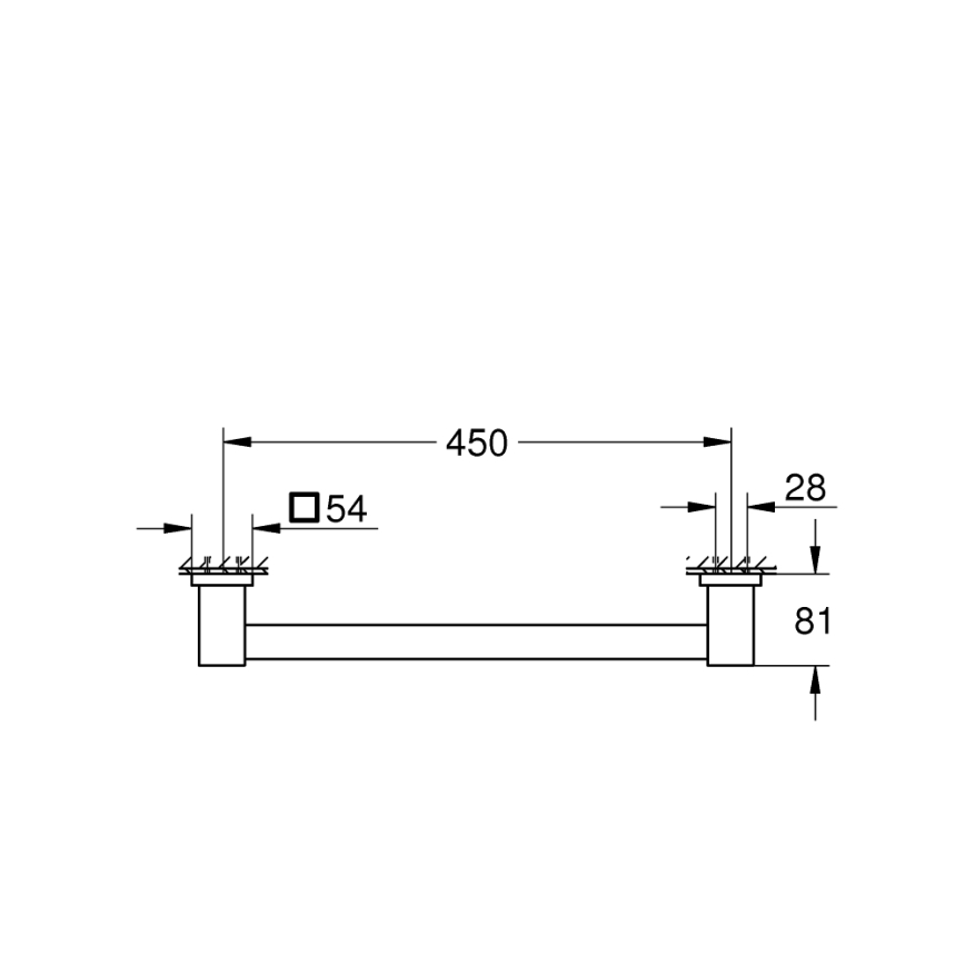 GROHE 41095000 - Kylpyammeen kahva START CUBE 504 mm kiiltävä kromi