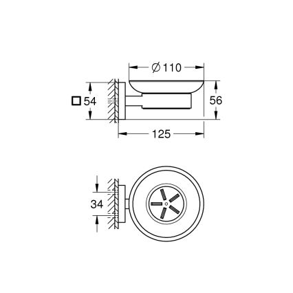 GROHE 41096000 - Saippuakuppi START CUBE 110 × 56 × 125 mm kiillotettu kromi