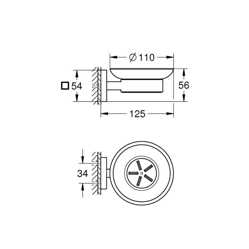 GROHE 41096000 - Saippuakuppi START CUBE 110 × 56 × 125 mm kiillotettu kromi