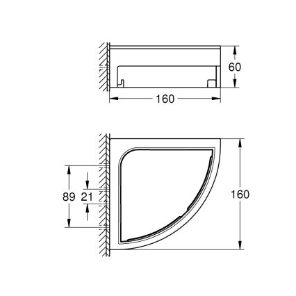 GROHE 41106000 - Kulmahylly suihkuun START CUBE 16 cm kiiltävä kromi