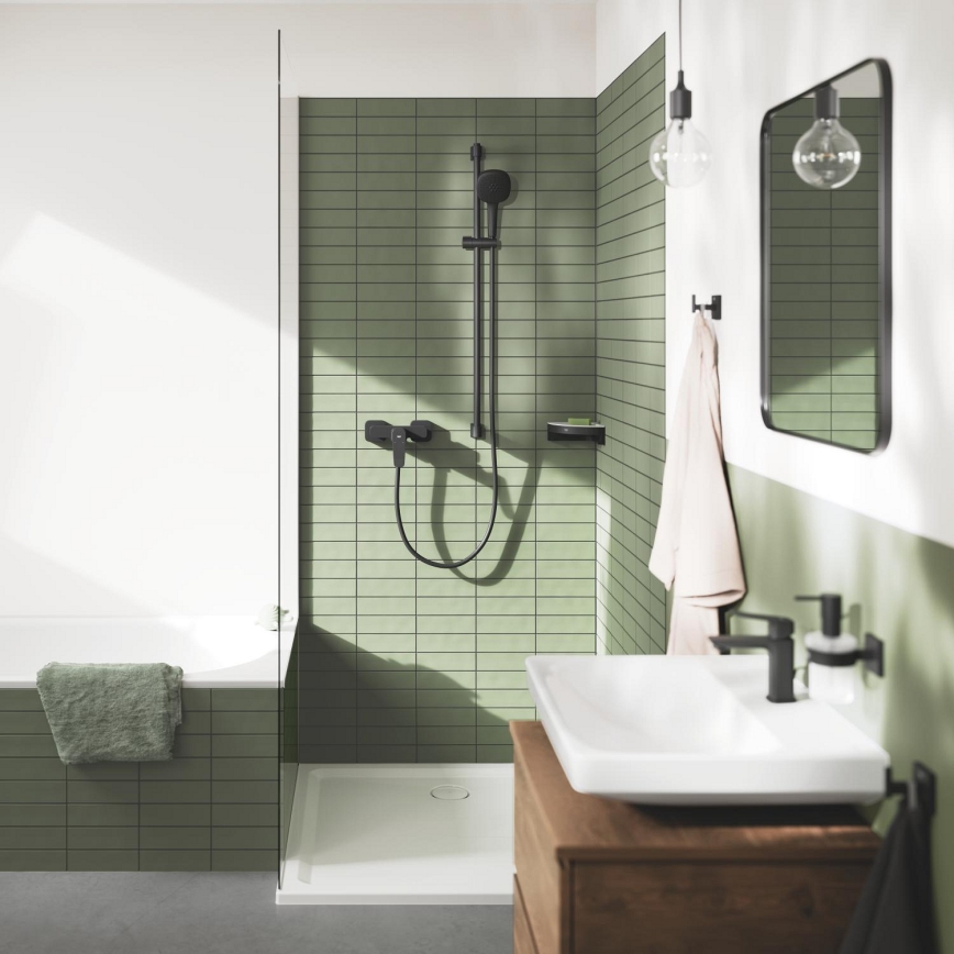 GROHE 411062430 - Kulmahylly suihkuun ESSENTIALS 250 × 250 mm musta