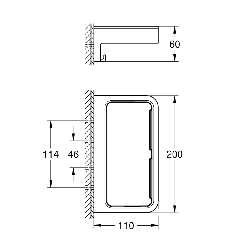 GROHE 411072430 - Suihkuhylly START CUBE 200 mm musta