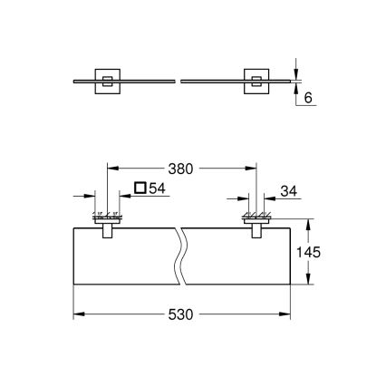 GROHE 41109000 - START CUBE lasihylly 530 mm, kiiltävä kromi