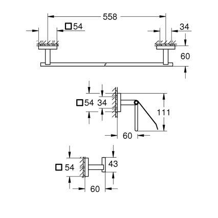 GROHE 41124000 - Tarvikesarja START CUBE 558 mm kiillotettu kromi