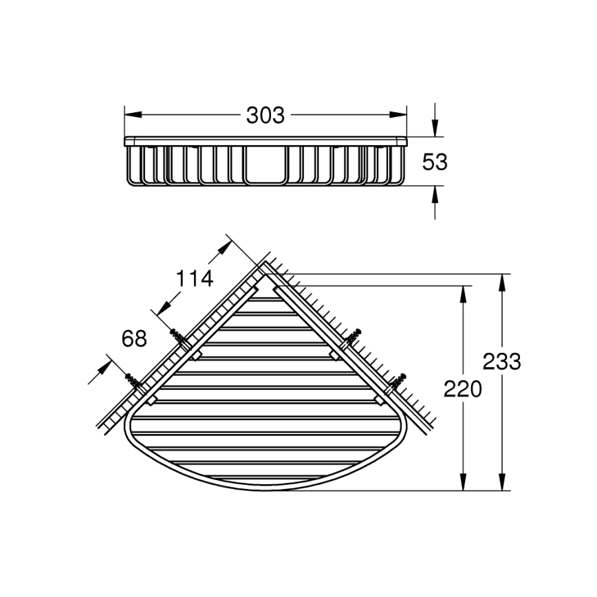 GROHE 41172000 - Kulmahylly QUICKFIX START COSMOPOLITAN 30,3 × 5,3 cm kromi