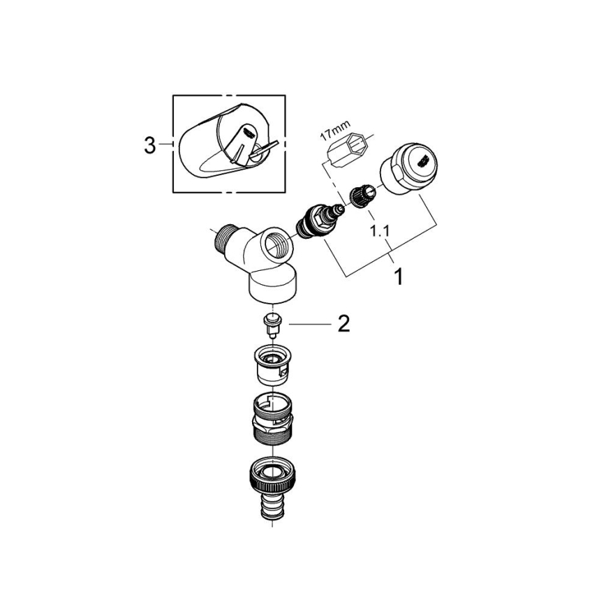 GROHE 41190000 - yhdistelmäventtiili DN 15, kiiltävä kromi