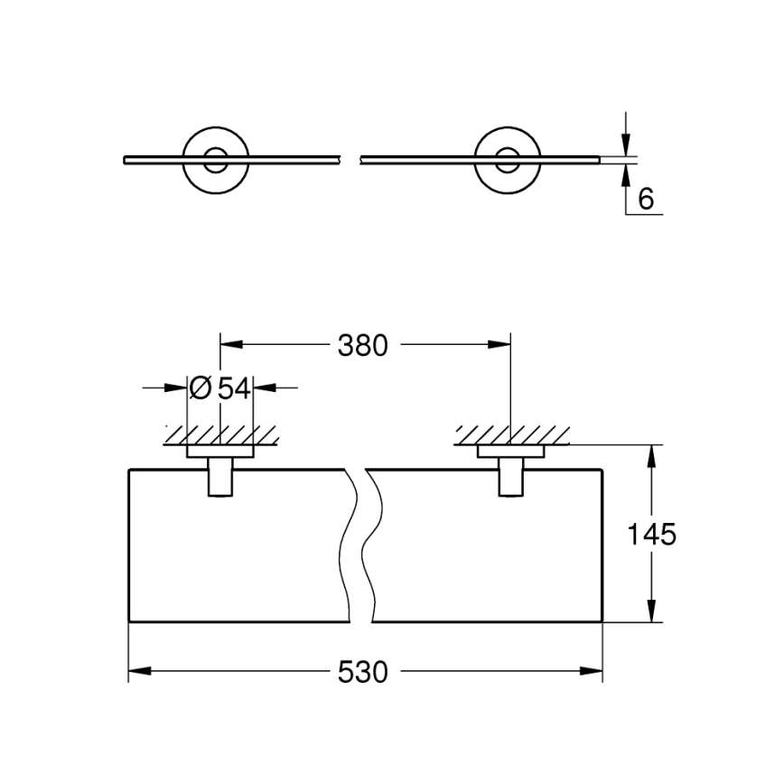 GROHE 412022430 - Lasihylly START 530 mm musta