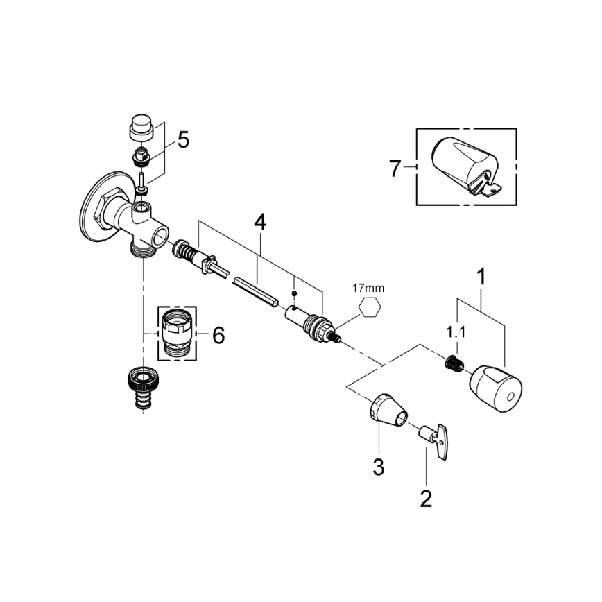 GROHE 41208000 - EUROTEC ulkoseinäventtiili DN 15, kiiltävä kromi
