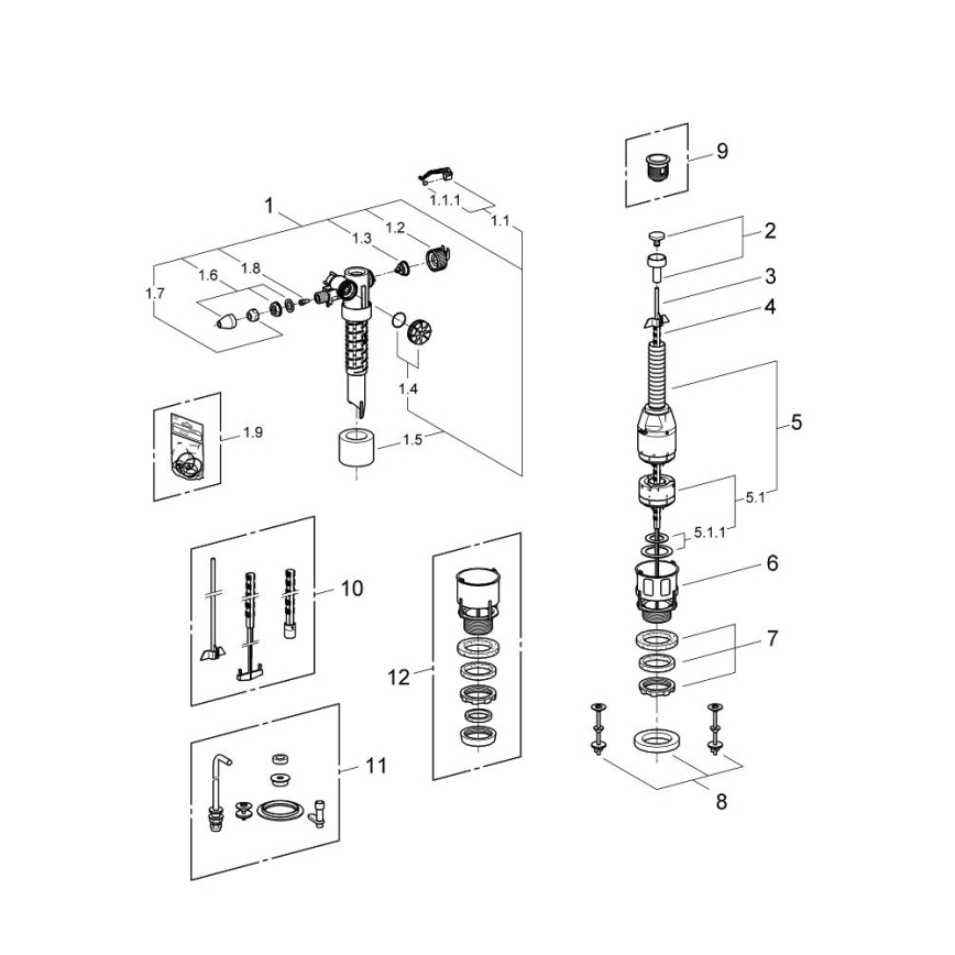 GROHE 43907PI0 - Vaihtosarja keraamisille huuhtelusäiliöille