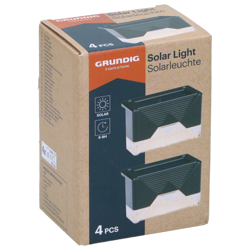Grundig - SARJA 4x LED aurinkoseinävalaisin LED/1,2V 600 mAh IP44