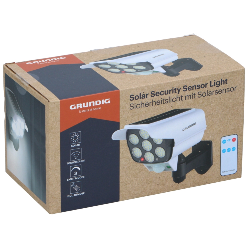 Grundig - aurinkokäyttöinen LED-valevalvontakamera LED-anturilla 1,2V 800 mAh + kaukosäädin