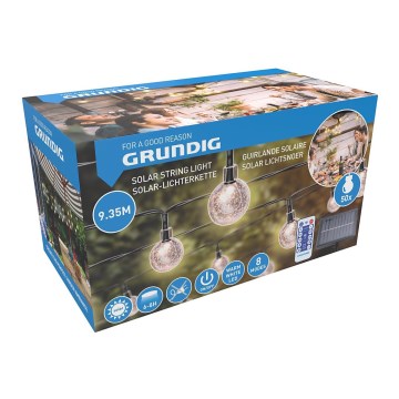 Grundig - LED himmennettävä aurinkoketju 50xLED/8 toimintoa 9,35m lämmin valkoinen 1200 mAh IP44 + kaukosäädin