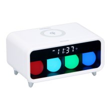 Grundig - LED Himmennettävä yövalo, jossa on herätyskello ja langaton lataus LED/5W/230V
