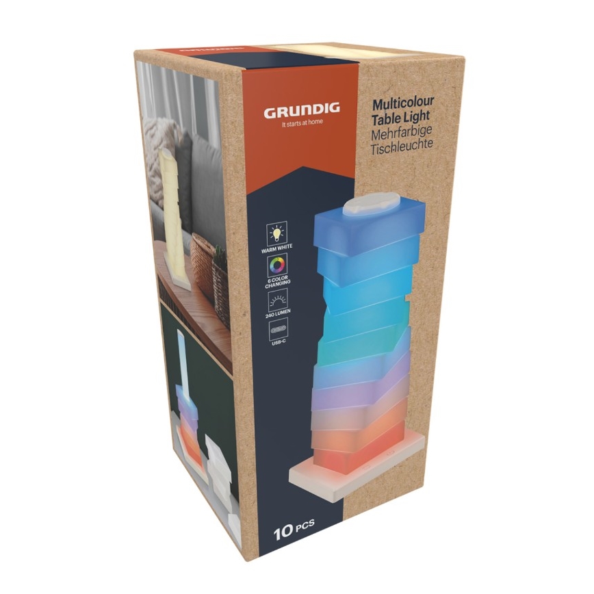 Grundig - LED RGB kosketuksella ohjattava pöytävalaisin LED/4W/5V