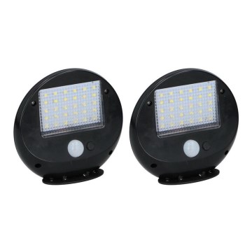 Grundig - SARJA 2x LED aurinkokennoseinävalaisin liiketunnistimella ja hämäräkytkimellä LED/3,2V 600 mAh