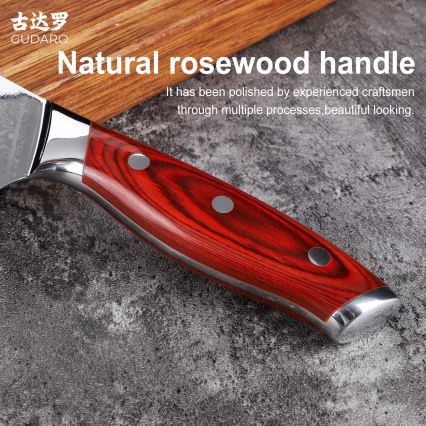 Gudaro - Damaskinen keittiökirves KENSHO 6,5, 67 kerrosta terästä, pituus 16,2 cm