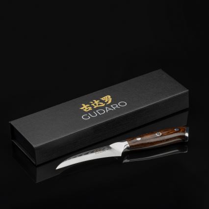 Gudaro - Damaskiteräinen keittiöhedelmäveitsi FENG 3,5, 67 teräskerrosta, pituus 9,5cm