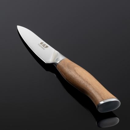 Gudaro - Damaskusteräinen keittiöveitsi TAKUMI 3,5, 67 kerrosta terästä, pituus 9,5 cm, saksanpähkinä