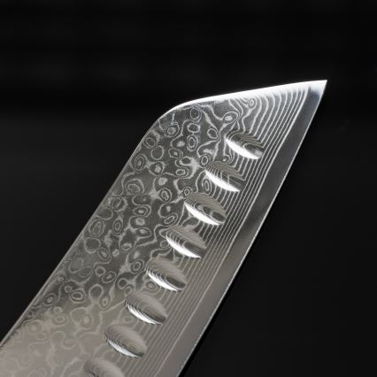 Gudaro - Damaskiteräinen Santoku-keittiöveitsi TAKUMI 7, 67 teräksikerrosta, pituus 17,5 cm, saksanpähkinä