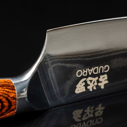 Gudaro - Damaskiteräinen kokinveitsi FENG 8, 67 kerrosta terästä, pituus 20 cm
