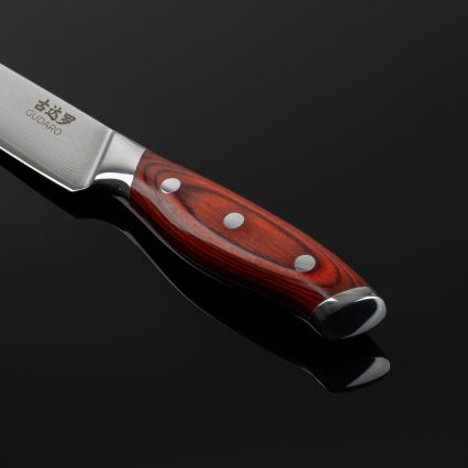 Gudaro - Damaskiteräinen monikäyttöinen keittiöveitsi KENSHO 5, 67 kerrosta terästä, pituus 12,5 cm