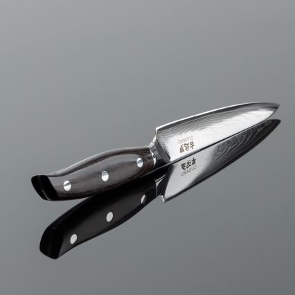 Gudaro - Damaskiteräksinen monikäyttöinen keittiöveitsi SHIRO 5, 67 kerrosta terästä, pituus 12,5 cm