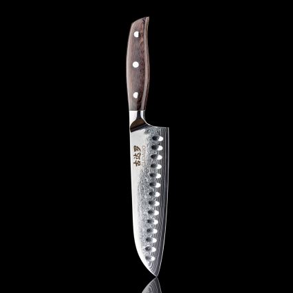 Gudaro - damaskinen Santoku-keittiöveitsi SHIRO 7, 67-kerroksinen damaskiteräs, terän pituus 17,5 cm