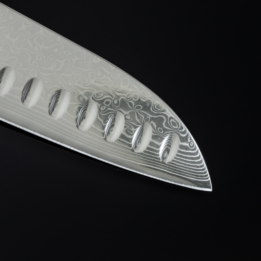 Gudaro - damaskinen Santoku-keittiöveitsi SHIRO 7, 67-kerroksinen damaskiteräs, terän pituus 17,5 cm