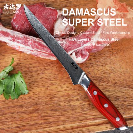 Gudaro - Damaskiteräsinen luunpoistoveitsi KENSHO 6, 67-kerroksinen teräs, pituus 15 cm