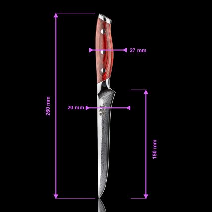 Gudaro - Damaskiteräsinen luunpoistoveitsi KENSHO 6, 67-kerroksinen teräs, pituus 15 cm
