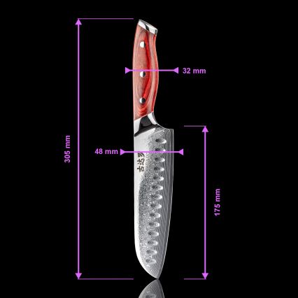 Gudaro - Damaskiteräsinen Santoku-keittiöveitsi KENSHO 7, 67 kerrosta terästä, terän pituus 17,5 cm