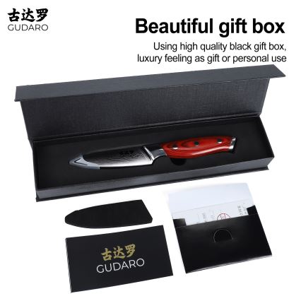 Gudaro - Damaskosteräinen keittiöveitsi KENSHO 3,5, 67 teräskerrosta, pituus 9,5 cm