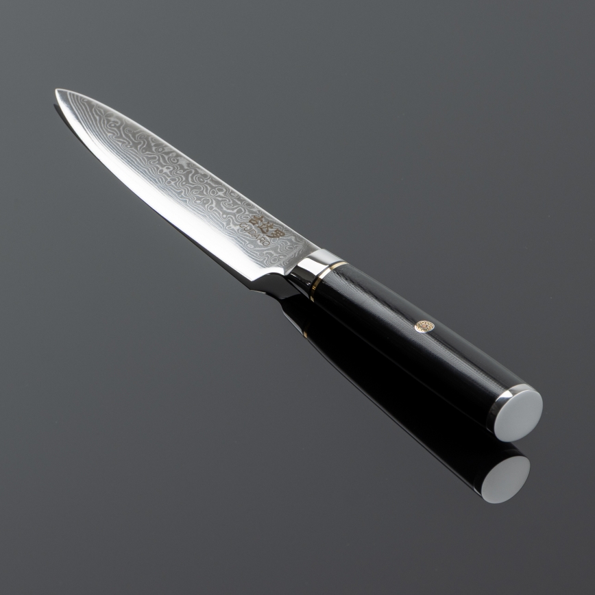 Gudaro - damaskoteräinen monikäyttöinen keittiöveitsi AKIRO 5, 67-kerroksinen teräs, pituus 12,5 cm, musta