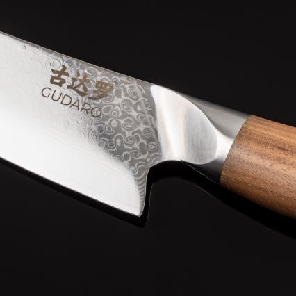 Gudaro - Damaskiteräinen kokinveitsi TAKUMI 8, 67 kerrosta terästä, terän pituus 20 cm, saksanpähkinäkahva