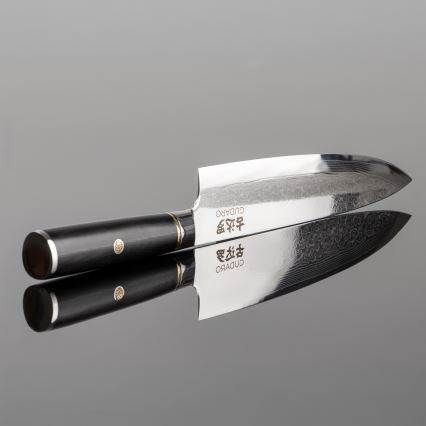 Gudaro - Damaskiteräksinen kokkiveitsi AKIRO 8, 67 kerrosta terästä, pituus 20 cm, musta