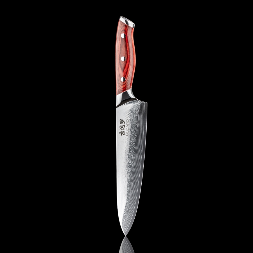 Gudaro - Damaskusteräinen kokkiveitsi KENSHO 8, 67 kerrosta terästä, pituus 20 cm