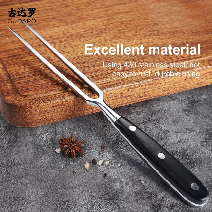 Gudaro - Keittiöhaarukka MIYABI musta/pakka